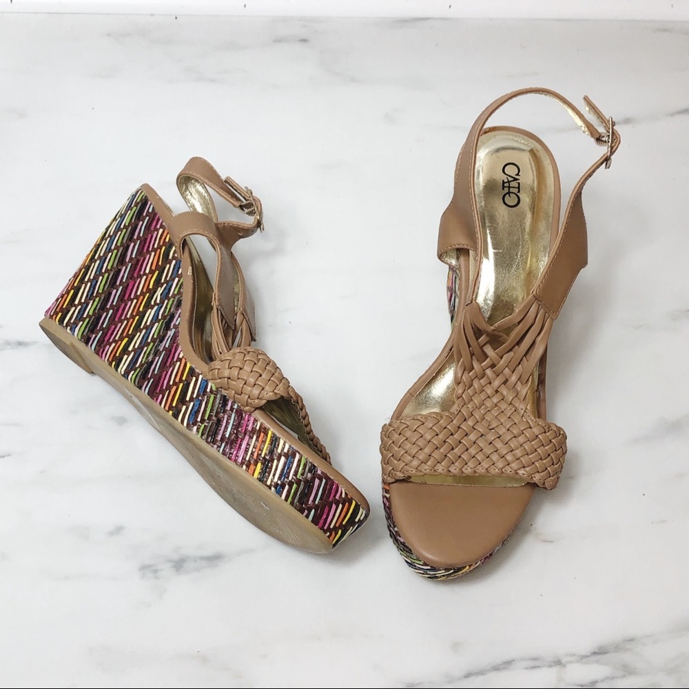 Cato Rainbow Braided Wedges Size 9 M